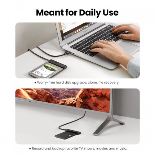 Уцінка кабель-адаптер Ugreen CM321 2.5" SSD SATA - USB 3.0 (70609) Black (Розкрита упаковка, 829043) купити в Україні: Київ, Львів, Хмельницький, Тернопіль, Івано-Франківськ | Низька ціна, відгуки, характеристики від TELEMART фото