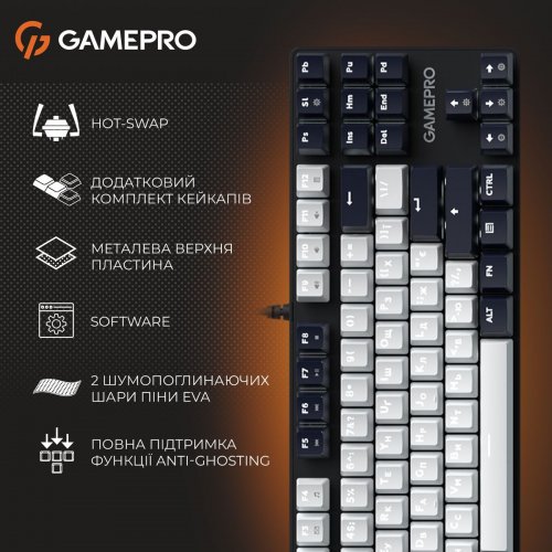 Клавиатура GamePro Genesis Metallic MK110 Outemu Red Swithes Black купить в Украине: Киев, Днепр, Харьков, Одесса  | Низкая цена, отзывы, характеристики от TELEMART фото