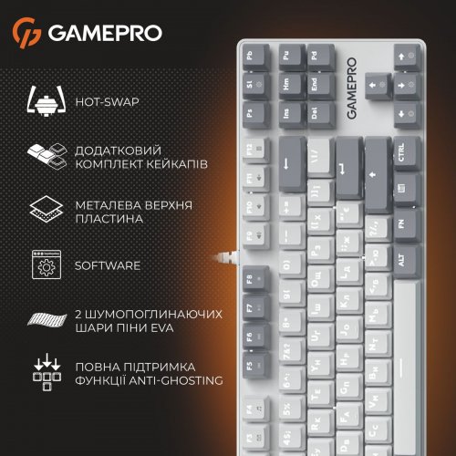 Клавиатура GamePro Genesis Metallic MK110 Outemu Red Swithes White купить в Украине: Киев, Днепр, Харьков, Одесса  | Низкая цена, отзывы, характеристики от TELEMART фото