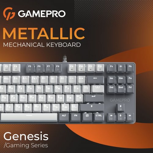 Клавиатура GamePro Genesis Metallic MK110 Outemu Red Swithes Gray купить в Украине: Киев, Днепр, Харьков, Одесса  | Низкая цена, отзывы, характеристики от TELEMART фото