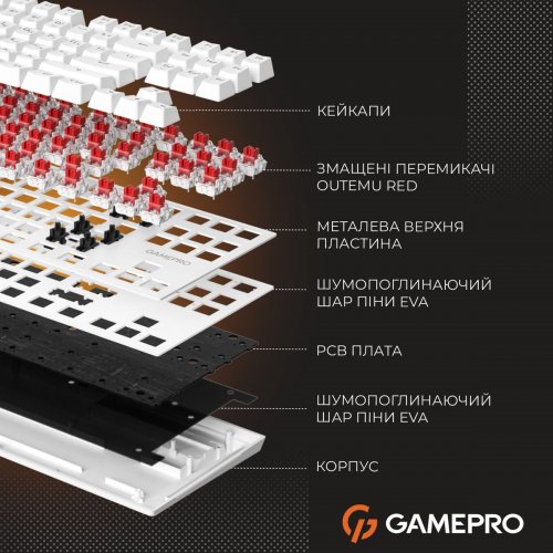 Клавиатура GamePro Genesis Joker MK124 Outemu Red Swithes White купить в Украине: Киев, Днепр, Харьков, Одесса  | Низкая цена, отзывы, характеристики от TELEMART фото