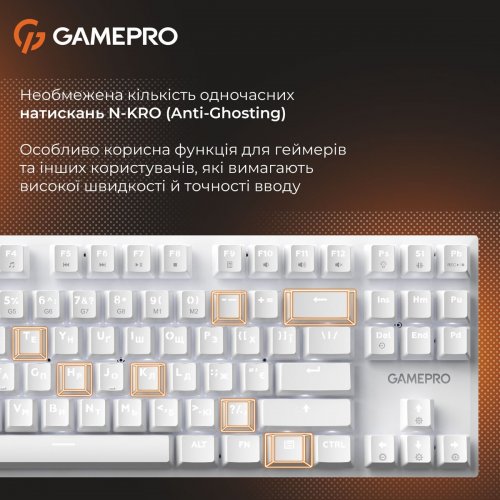 Клавиатура GamePro Genesis Joker MK124 Outemu Red Swithes White купить в Украине: Киев, Днепр, Харьков, Одесса  | Низкая цена, отзывы, характеристики от TELEMART фото