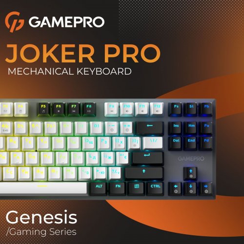 Клавиатура GamePro Genesis Joker Pro MK124 Pro Outemu Red Swithes Wireless Gray купить в Украине: Киев, Днепр, Харьков, Одесса  | Низкая цена, отзывы, характеристики от TELEMART фото