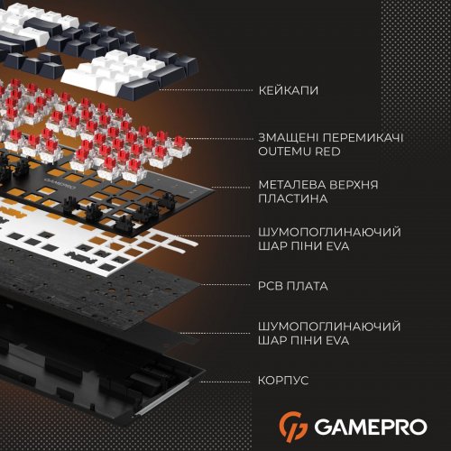 Клавиатура GamePro Genesis Metallic MK144 Outemu Red Swithes Black купить в Украине: Киев, Днепр, Харьков, Одесса  | Низкая цена, отзывы, характеристики от TELEMART фото