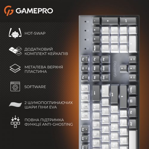 Клавиатура GamePro Genesis Metallic MK144 Outemu Red Swithes Gray купить в Украине: Киев, Днепр, Харьков, Одесса  | Низкая цена, отзывы, характеристики от TELEMART фото