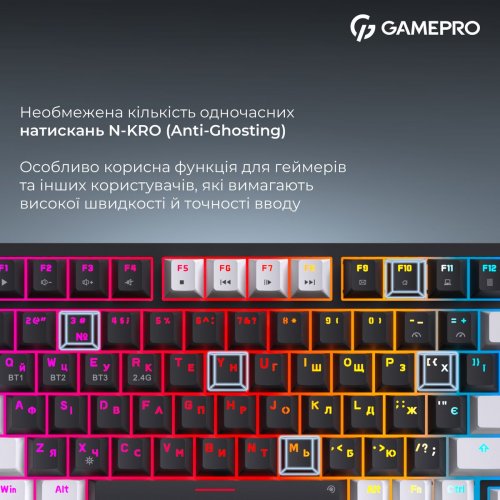 Клавиатура GamePro Asgard Valhalla Pro MK160 Pro Rainy Swithes Wireless with Display Black купить в Украине: Киев, Днепр, Харьков, Одесса  | Низкая цена, отзывы, характеристики от TELEMART фото