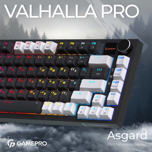 Клавиатура GamePro Asgard Valhalla Pro MK160 Pro Rainy Swithes Wireless with Display Black купить в Украине: Киев, Днепр, Харьков, Одесса  | Низкая цена, отзывы, характеристики от TELEMART фото