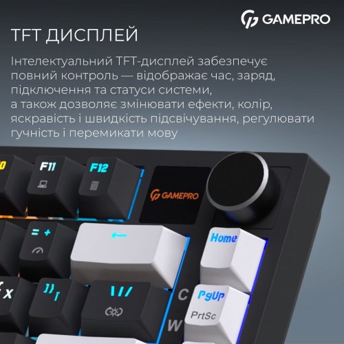 Клавиатура GamePro Asgard Valhalla Pro MK160 Pro Rainy Swithes Wireless with Display Black купить в Украине: Киев, Днепр, Харьков, Одесса  | Низкая цена, отзывы, характеристики от TELEMART фото