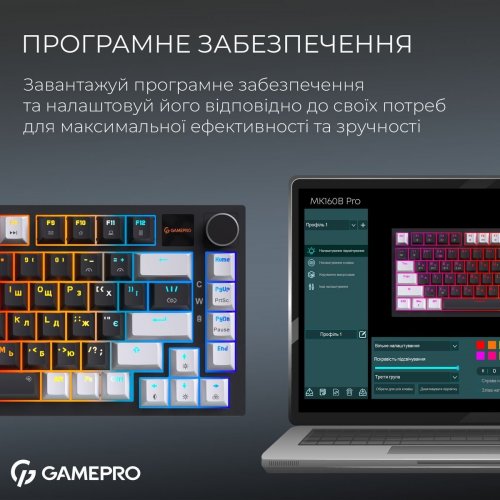 Клавиатура GamePro Asgard Valhalla Pro MK160 Pro Rainy Swithes Wireless with Display Black купить в Украине: Киев, Днепр, Харьков, Одесса  | Низкая цена, отзывы, характеристики от TELEMART фото