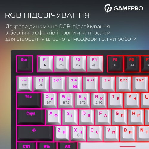 Клавиатура GamePro Asgard Valhalla Pro MK160 Pro Rainy Swithes Wireless with Display White купить в Украине: Киев, Днепр, Харьков, Одесса  | Низкая цена, отзывы, характеристики от TELEMART фото