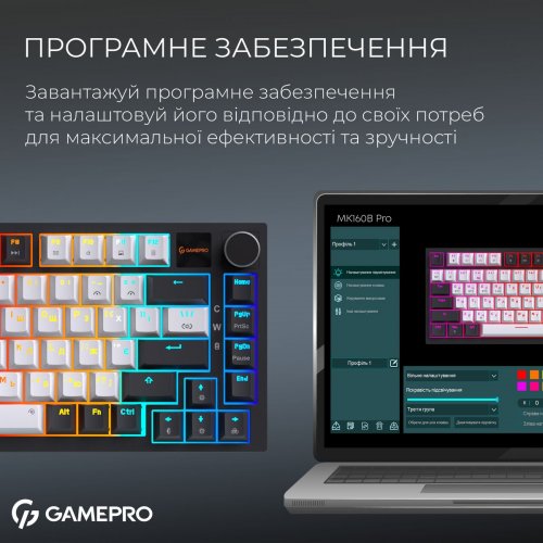 Клавиатура GamePro Asgard Valhalla Pro MK160 Pro Rainy Swithes Wireless with Display White купить в Украине: Киев, Днепр, Харьков, Одесса  | Низкая цена, отзывы, характеристики от TELEMART фото