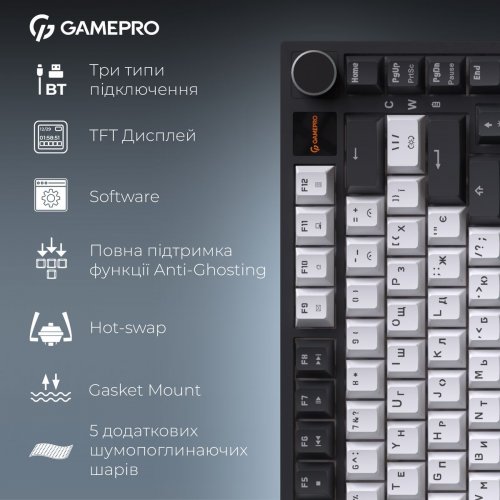 Клавиатура GamePro Asgard Valhalla Pro MK160 Pro Rainy Swithes Wireless with Display White купить в Украине: Киев, Днепр, Харьков, Одесса  | Низкая цена, отзывы, характеристики от TELEMART фото