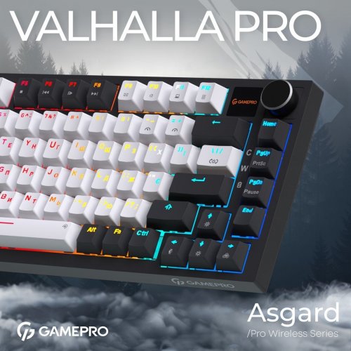 Клавиатура GamePro Asgard Valhalla Pro MK160 Pro Rainy Swithes Wireless with Display White купить в Украине: Киев, Днепр, Харьков, Одесса  | Низкая цена, отзывы, характеристики от TELEMART фото