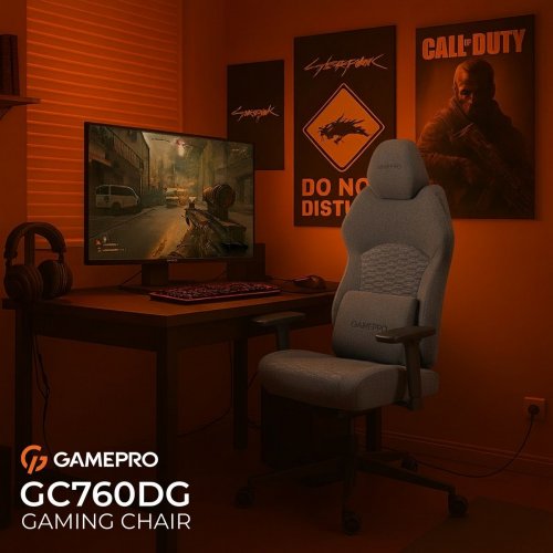 Игровое кресло GamePro GC760 Fabric Dark Grey купить в Украине: Киев, Днепр, Харьков, Одесса  | Низкая цена, отзывы, характеристики от TELEMART фото