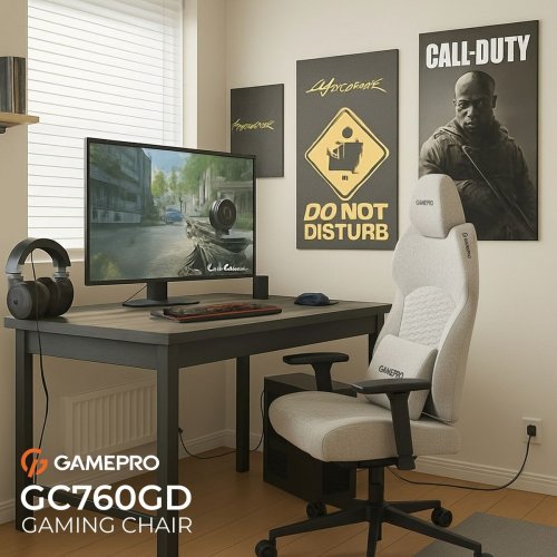 Игровое кресло GamePro GC760 Fabric Light Grey купить в Украине: Киев, Днепр, Харьков, Одесса  | Низкая цена, отзывы, характеристики от TELEMART фото