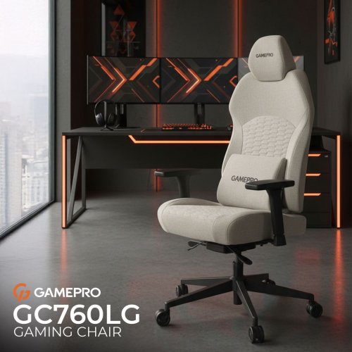 Игровое кресло GamePro GC760 Fabric Light Grey купить в Украине: Киев, Днепр, Харьков, Одесса  | Низкая цена, отзывы, характеристики от TELEMART фото