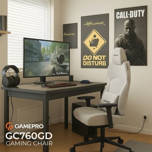 Игровое кресло GamePro GC760 Fabric Light Grey купить в Украине: Киев, Днепр, Харьков, Одесса  | Низкая цена, отзывы, характеристики от TELEMART фото