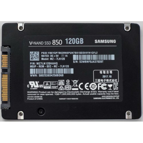 Ssd-диск Samsung 850 3D V-NAND MLC 120GB 2.5" (MZ-7LN120BW) (Відновлено продавцем, 829201) купити в Україні: Київ, Львів, Хмельницький, Тернопіль, Івано-Франківськ | Перевірка сумісності, низька ціна, відгуки, характеристики від TELEMART фото