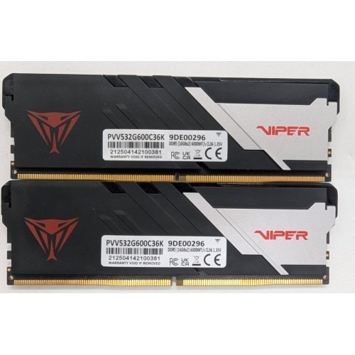 Озу Patriot DDR5 32GB (2x16GB) 6000Mhz Viper Venom (PVV532G600C36K) (Восстановлено продавцом, 829484) купить в Украине: Киев, Днепр, Харьков, Одесса  | Проверка совместимости, низкая цена, отзывы, характеристики от TELEMART фото