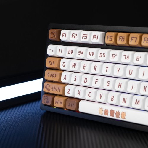 Клавиатура кастомная TYPEVIBE 82 Key Silent (AS-ALBLK82-GZDS-CCXDA-M) Cat Coffee Black купить в Украине: Киев, Днепр, Харьков, Одесса  | Низкая цена, отзывы, характеристики от TELEMART фото