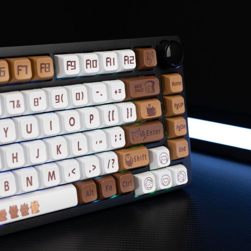 Клавиатура кастомная TYPEVIBE 82 Key Silent (AS-ALBLK82-GZDS-CCXDA-M) Cat Coffee Black купить в Украине: Киев, Днепр, Харьков, Одесса  | Низкая цена, отзывы, характеристики от TELEMART фото