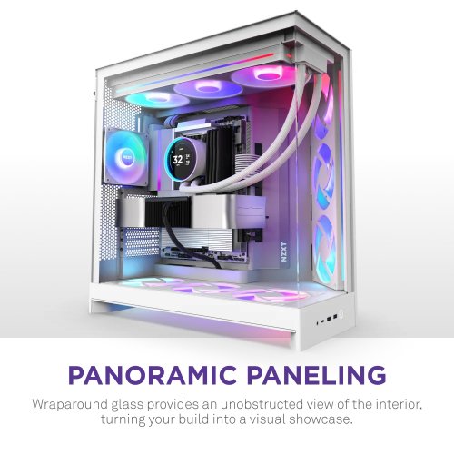 Корпус NZXT H9 Flow RGB Tempered Glass без БП (CM-H92FW-R1) White купить в Украине: Киев, Днепр, Харьков, Одесса  | Проверка совместимости, низкая цена, отзывы, характеристики от TELEMART фото