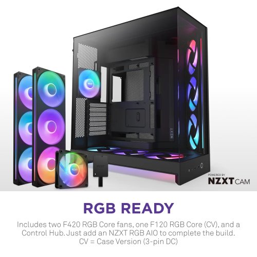 Корпус NZXT H9 Flow RGB+ Tempered Glass без БП (CM-H92FB-P1) Black купить в Украине: Киев, Днепр, Харьков, Одесса  | Проверка совместимости, низкая цена, отзывы, характеристики от TELEMART фото