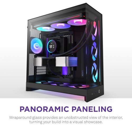 Корпус NZXT H9 Flow RGB+ Tempered Glass без БП (CM-H92FB-P1) Black купить в Украине: Киев, Днепр, Харьков, Одесса  | Проверка совместимости, низкая цена, отзывы, характеристики от TELEMART фото