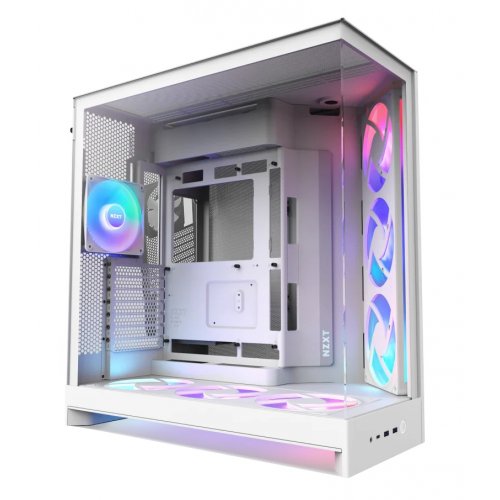 Корпус NZXT H9 Flow RGB+ Tempered Glass без БП (CM-H92FW-P1) White купить в Украине: Киев, Днепр, Харьков, Одесса  | Проверка совместимости, низкая цена, отзывы, характеристики от TELEMART фото
