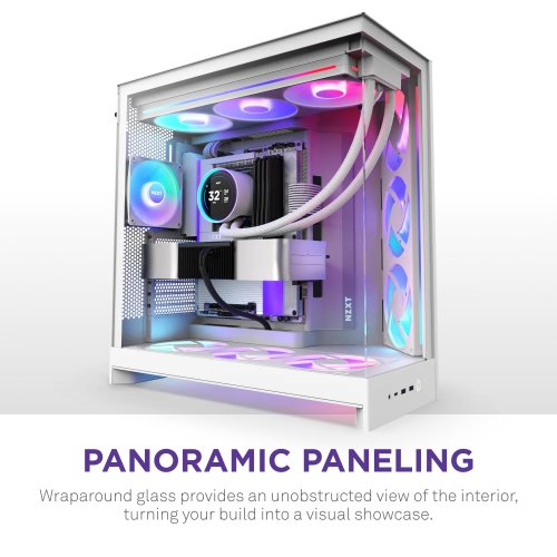 Корпус NZXT H9 Flow RGB+ Tempered Glass без БП (CM-H92FW-P1) White купить в Украине: Киев, Днепр, Харьков, Одесса  | Проверка совместимости, низкая цена, отзывы, характеристики от TELEMART фото