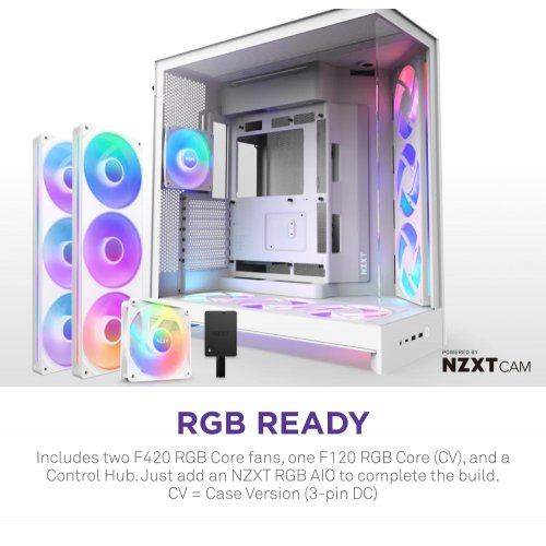 Корпус NZXT H9 Flow RGB+ Tempered Glass без БП (CM-H92FW-P1) White купить в Украине: Киев, Днепр, Харьков, Одесса  | Проверка совместимости, низкая цена, отзывы, характеристики от TELEMART фото