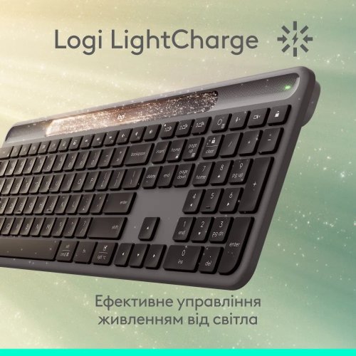 Клавиатура Logitech Signature Slim Solar+ Wireless (920-013764) Graphite купить в Украине: Киев, Днепр, Харьков, Одесса  | Низкая цена, отзывы, характеристики от TELEMART фото