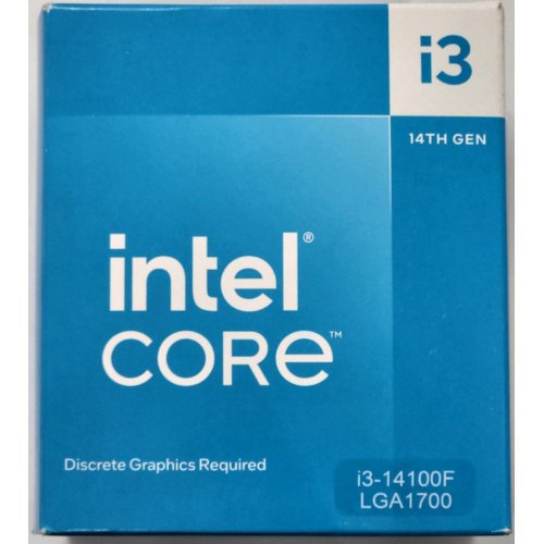 Процесор Intel Core i3-14100F 3.5(4.7)GHz 12MB s1700 Box (BX8071514100F) (Відновлено продавцем, 830284) купити в Україні: Київ, Львів, Хмельницький, Тернопіль, Івано-Франківськ | Перевірка сумісності, низька ціна, відгуки, характеристики від TELEMART фото