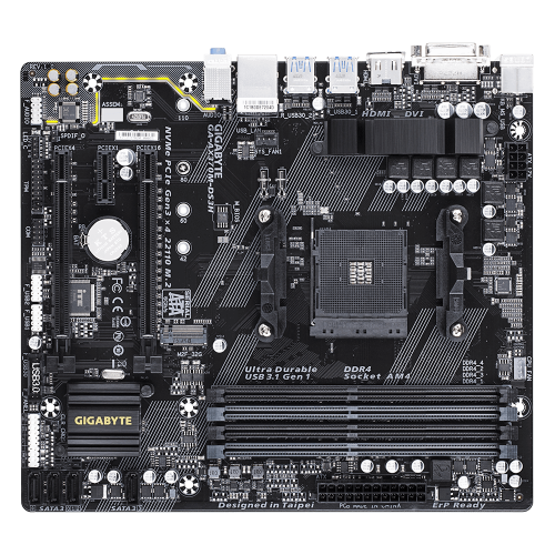 Продать Материнская плата Gigabyte GA-AX370M-DS3H (sAM4, AMD X370) по Trade-In интернет-магазине Телемарт - Киев, Днепр, Украина фото