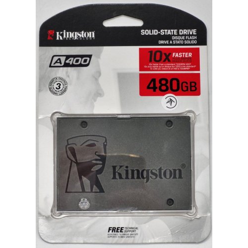 Ssd-диск Kingston SSDNow A400 TLC 480GB 2.5'' (SA400S37/480G) (Відновлено продавцем, 830477) купити в Україні: Київ, Львів, Хмельницький, Тернопіль, Івано-Франківськ | Перевірка сумісності, низька ціна, відгуки, характеристики від TELEMART фото