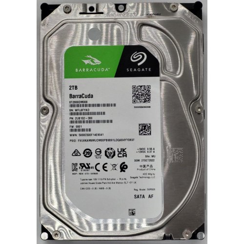 Жорсткий диск Seagate BarraCuda 2TB 256MB 7200RPM 3.5" (ST2000DM008) (Відновлено продавцем, 830483) купити в Україні: Київ, Львів, Хмельницький, Тернопіль, Івано-Франківськ | Перевірка сумісності, низька ціна, відгуки, характеристики від TELEMART фото