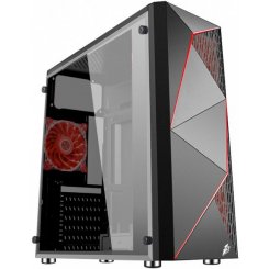 Корпус 1stPlayer Firerose-F3-FD Red LED без БЖ Black (Відновлено продавцем, 830504)