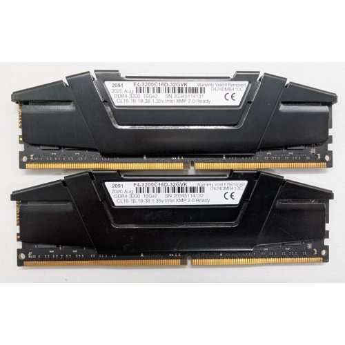 Озп G.Skill DDR4 32GB (2x16GB) 3200Mhz Ripjaws V (F4-3200C16D-32GVK) (Відновлено продавцем, 830856) купити в Україні: Київ, Львів, Хмельницький, Тернопіль, Івано-Франківськ | Перевірка сумісності, низька ціна, відгуки, характеристики від TELEMART фото