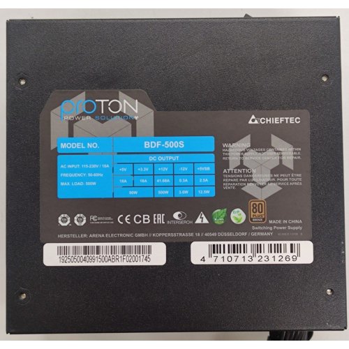 Блок живлення CHIEFTEC Proton 500W (BDF-500S) (Відновлено продавцем, 830878) купити в Україні: Київ, Львів, Хмельницький, Тернопіль, Івано-Франківськ | Перевірка сумісності, низька ціна, відгуки, характеристики від TELEMART фото