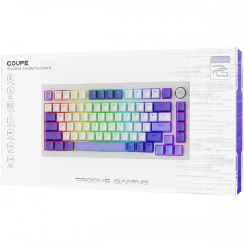 Клавиатура Proove Gaming Coupe RGB Huano Kobe Wireless (WKCP00022404) White/Purple купить в Украине: Киев, Днепр, Харьков, Одесса  | Низкая цена, отзывы, характеристики от TELEMART фото
