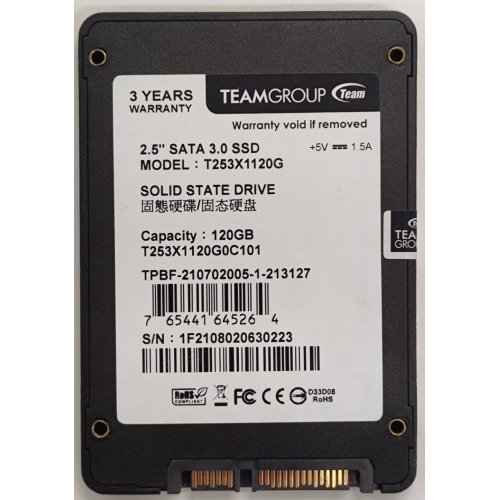 Ssd-диск Team GX1 TLC 120GB 2.5" (T253X1120G0C101) (Восстановлено продавцом, 831374) купить в Украине: Киев, Днепр, Харьков, Одесса  | Проверка совместимости, низкая цена, отзывы, характеристики от TELEMART фото