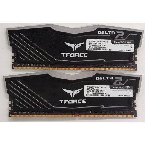Озп Team DDR4 16GB (2x8GB) 3200Mhz T-Force Delta RGB (TF3D48G3200HC16CBK) (Відновлено продавцем, 831377) купити в Україні: Київ, Львів, Хмельницький, Тернопіль, Івано-Франківськ | Перевірка сумісності, низька ціна, відгуки, характеристики від TELEMART фото