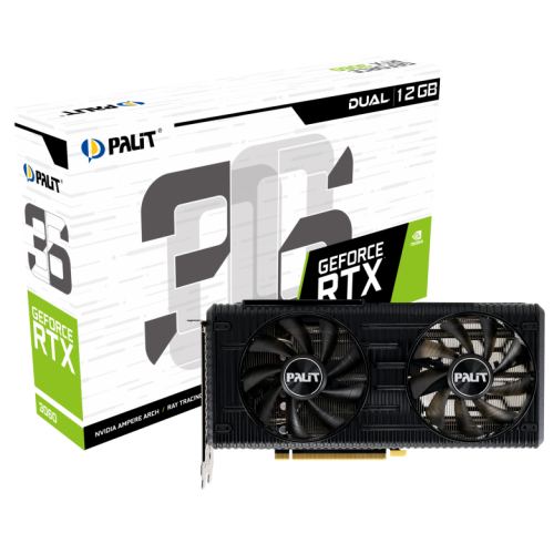 Відеокарта Palit GeForce RTX 3060 Dual 12288MB (NE63060019K9-190AD) (Відновлено продавцем, 831499) купити в Україні: Київ, Львів, Хмельницький, Тернопіль, Івано-Франківськ | Перевірка сумісності, низька ціна, відгуки, характеристики від TELEMART фото