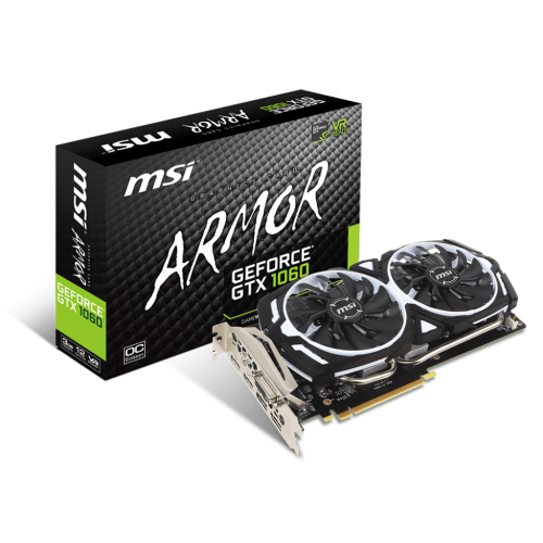 Видеокарта MSI GeForce GTX 1060 ARMOR OC 3072MB (GTX 1060 ARMOR 3G OCV1) (Восстановлено продавцом, 831502) купить в Украине: Киев, Днепр, Харьков, Одесса  | Проверка совместимости, низкая цена, отзывы, характеристики от TELEMART фото
