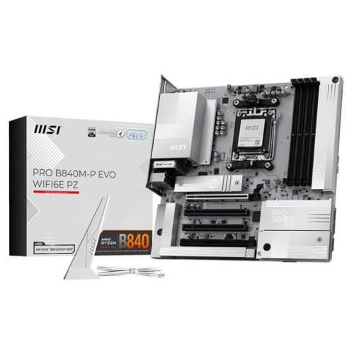 Материнська плата MSI PRO B840M-P EVO WIFI6E PZ (sAM5, AMD B840) купити в Україні: Київ, Львів, Хмельницький, Тернопіль, Івано-Франківськ | Перевірка сумісності, низька ціна, відгуки, характеристики від TELEMART фото