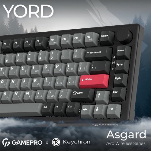 Клавиатура GamePro Asgard Yord MK266 Keychron Super Red Switch Wireless Black купить в Украине: Киев, Днепр, Харьков, Одесса  | Низкая цена, отзывы, характеристики от TELEMART фото
