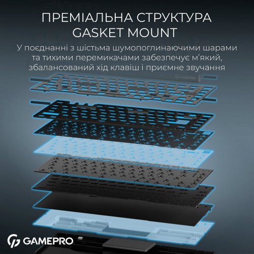 Клавиатура GamePro Asgard Yord MK266 Keychron Super Red Switch Wireless Black купить в Украине: Киев, Днепр, Харьков, Одесса  | Низкая цена, отзывы, характеристики от TELEMART фото