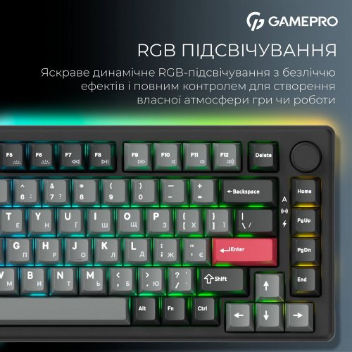 Клавиатура GamePro Asgard Yord MK266 Keychron Super Red Switch Wireless Black купить в Украине: Киев, Днепр, Харьков, Одесса  | Низкая цена, отзывы, характеристики от TELEMART фото