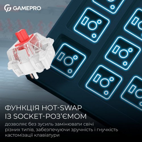 Клавиатура GamePro Asgard Yord MK266 Keychron Super Red Switch Wireless Blue купить в Украине: Киев, Днепр, Харьков, Одесса  | Низкая цена, отзывы, характеристики от TELEMART фото