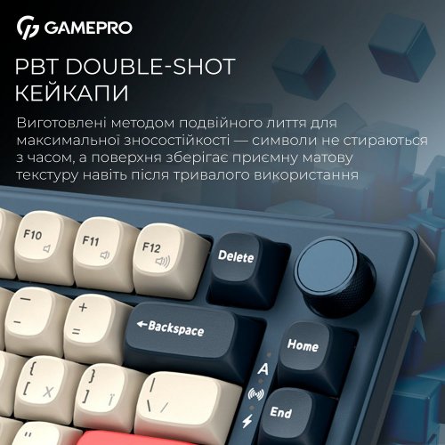 Клавиатура GamePro Asgard Yord MK266 Keychron Super Red Switch Wireless Blue купить в Украине: Киев, Днепр, Харьков, Одесса  | Низкая цена, отзывы, характеристики от TELEMART фото